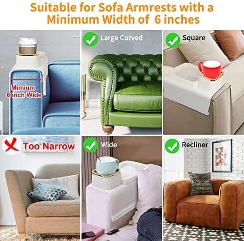 Couch Cup Holder, Silicone Anti-Spill and Anti-Slip Cup Holder for Couch, Portable Sofa Armrest Tray Couch Drink Holder, Gift for Mom, Dad, Grandma, Grandpa (Beige) in Kuwait