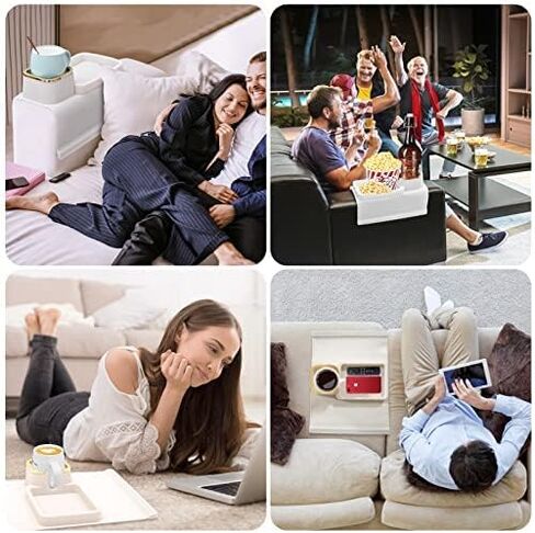 Couch Cup Holder, Silicone Anti-Spill and Anti-Slip Cup Holder for Couch, Portable Sofa Armrest Tray Couch Drink Holder, Gift for Mom, Dad, Grandma, Grandpa (Beige) in Kuwait