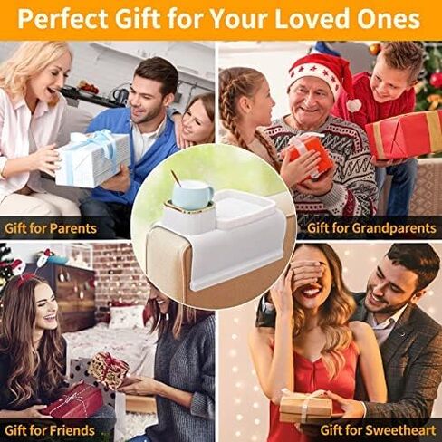 Couch Cup Holder, Silicone Anti-Spill and Anti-Slip Cup Holder for Couch, Portable Sofa Armrest Tray Couch Drink Holder, Gift for Mom, Dad, Grandma, Grandpa (Beige) in Kuwait