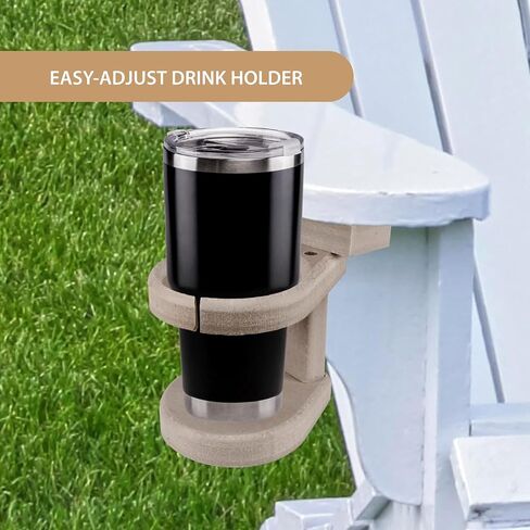 Adirondack Chair Cup Holder Attachment – Durable Poly Lumber Drink Holder – Adjustable Accessory for Polywood Outdoor Furniture, Teak in Kuwait
