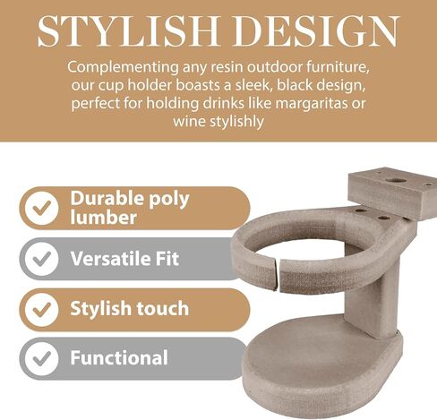 Adirondack Chair Cup Holder Attachment – Durable Poly Lumber Drink Holder – Adjustable Accessory for Polywood Outdoor Furniture, Teak in Kuwait