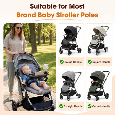 Universal Stroller Snack Tray, Compatible with Nuna Uppababy Mockingbird | Stroller Snack Tray Attachment with Cup Holder 3 in 1 | Clip On Baby Stroller Accessories for Toddler Snacking On The Go in Kuwait