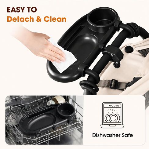 Universal Stroller Snack Tray, Compatible with Nuna Uppababy Mockingbird | Stroller Snack Tray Attachment with Cup Holder 3 in 1 | Clip On Baby Stroller Accessories for Toddler Snacking On The Go in Kuwait
