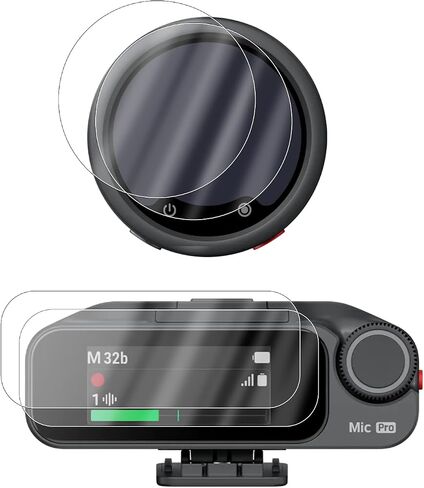Screen Protector for Insta360 Mic Pro, 2 Pack Transmitter Tempered Glass & 2 Pack Receiver Film, HD Clear Anti-Scratch Bubble Free in Kuwait