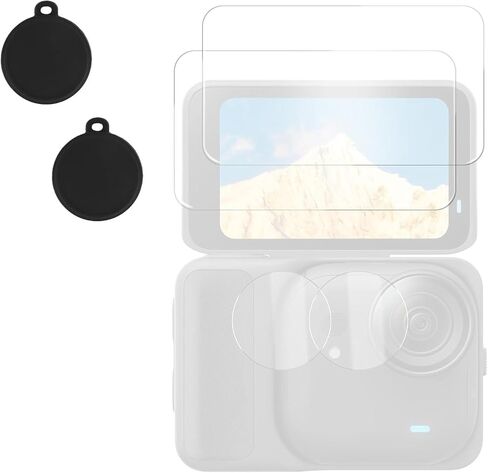Lens Screen Protector for Insta360 Go Ultra, 2 HD Tempered Glass Screen Protector 2 Anti-Scratch Silicone Lens Film 2 Cover Cap & Cleaning Pack Protective Essentials Touch Sensitive in Kuwait