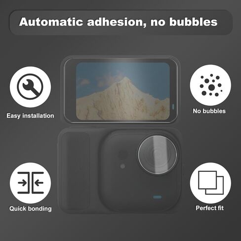 Lens Screen Protector for Insta360 Go Ultra, 2 HD Tempered Glass Screen Protector 2 Anti-Scratch Silicone Lens Film 2 Cover Cap & Cleaning Pack Protective Essentials Touch Sensitive in Kuwait
