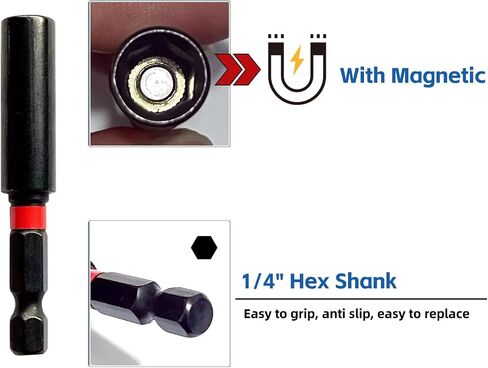 1/4" Magnetic Extension Socket Drill Bit Holder (12-Piece),1/4" Quick-Change Hex Shank,Screwdriver Extension Set in Kuwait