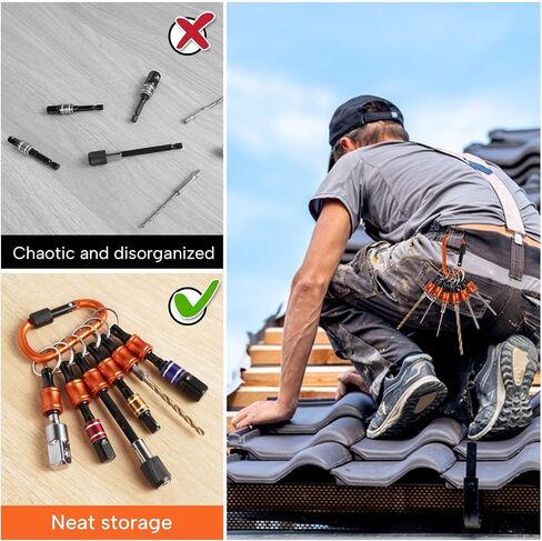 FACAINCXS 6PCS Bit Holders Keychain, 1/4 inch Hex Shank Bit Holders, Quick-Change Design for Nut Driver, Screwdriver & Drill Bits, Include Orange Keychain Carabiner Gifts for Men in Kuwait