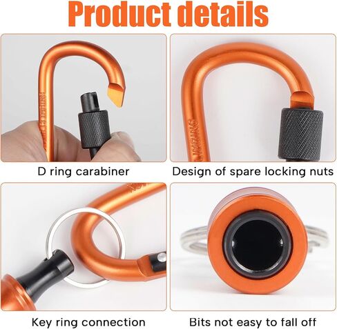 FACAINCXS 6PCS Bit Holders Keychain, 1/4 inch Hex Shank Bit Holders, Quick-Change Design for Nut Driver, Screwdriver & Drill Bits, Include Orange Keychain Carabiner Gifts for Men in Kuwait