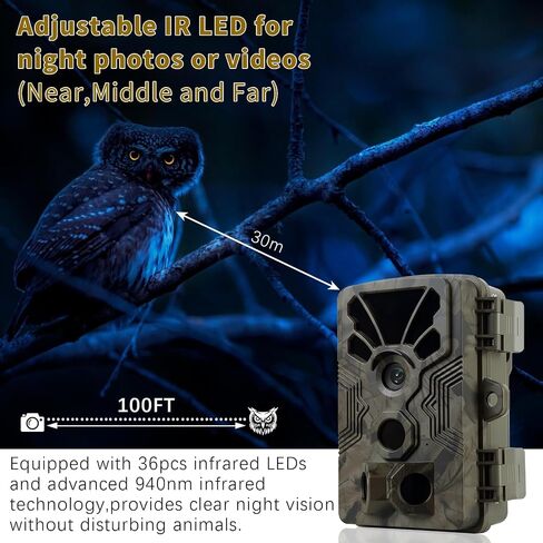 Trail Camera with 0.1s Trigger Speed, 64MP 4K Security Camera, Night Vision Motion Activated Game Cam, IP66 Waterproof, 120° Wide Angle for Deer Scouting, Wildlife Hunting (Gray) in Kuwait