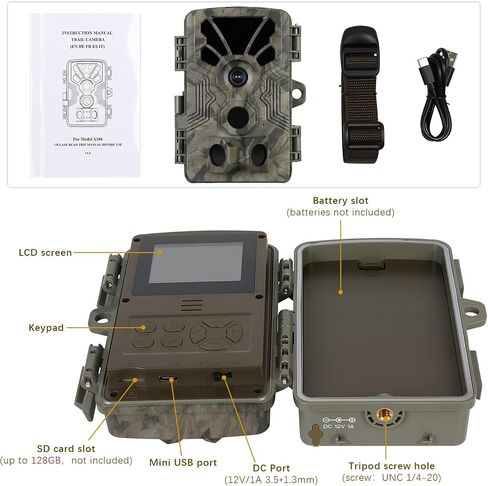 Trail Camera with 0.1s Trigger Speed, 64MP 4K Security Camera, Night Vision Motion Activated Game Cam, IP66 Waterproof, 120° Wide Angle for Deer Scouting, Wildlife Hunting (Gray) in Kuwait