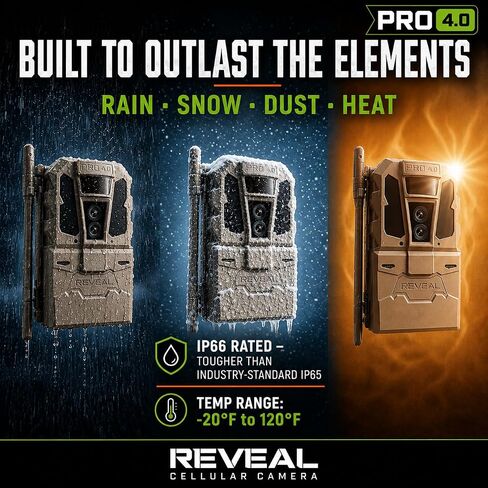 TACTACAM Reveal Pro 4.0 Cellular Trail Camera + Microfiber Cleaning Cloth | Night Vision, Waterproof, Dual Sensors, 4K Photo & 1080p Video, No-Glow/Low-Glow IR, Built-In GPS, Live View LTE Game Camera in Kuwait