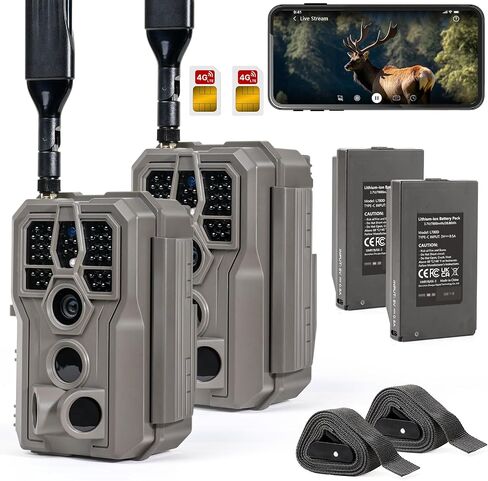GardePro X66 Pro 2-Pack Cellular Trail Cameras (Non-WiFi), Rechargeable Battery, Live View, Instant Alerts, Shared Data Plan, Built-in GPS, Motion Activiated in Kuwait
