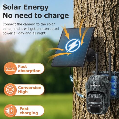 4G Cellular Trail Camera with 355° Live View for Wildlife Scouting | 2.5K HD, Color Night Vision, 5W Solar Panel&7800mAh Rechargeable Battery, AI Auto Tracking, IP66, No Wi-Fi Needed, Camouflage in Kuwait