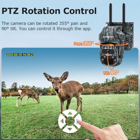 4G Cellular Trail Camera with 355° Live View for Wildlife Scouting | 2.5K HD, Color Night Vision, 5W Solar Panel&7800mAh Rechargeable Battery, AI Auto Tracking, IP66, No Wi-Fi Needed, Camouflage in Kuwait