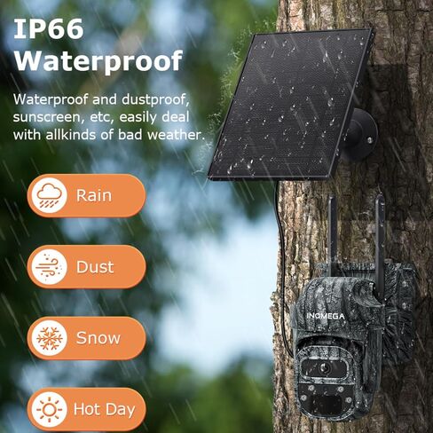 4G Cellular Trail Camera with 355° Live View for Wildlife Scouting | 2.5K HD, Color Night Vision, 5W Solar Panel&7800mAh Rechargeable Battery, AI Auto Tracking, IP66, No Wi-Fi Needed, Camouflage in Kuwait