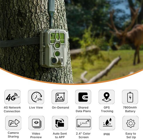GardePro X66 Pro 2-Pack Cellular Trail Cameras (Non-WiFi), Rechargeable Battery, Live View, Instant Alerts, Shared Data Plan, Built-in GPS, Motion Activiated in Kuwait