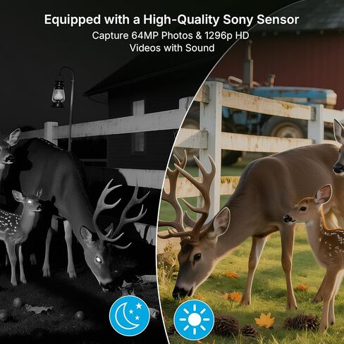 Meidase P200 WiFi Trail Camera, 64MP 1296P Bluetooth Game Camera with No-Glow Night Vision Motion Activated Waterproof, Hunting Deer Camera (App Control, Non-Cellular) in Kuwait