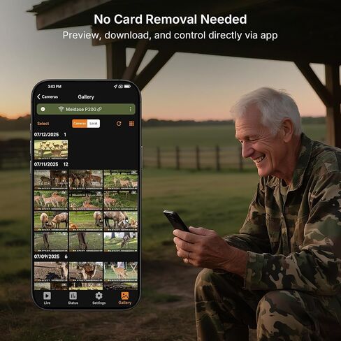 Meidase P200 WiFi Trail Camera, 64MP 1296P Bluetooth Game Camera with No-Glow Night Vision Motion Activated Waterproof, Hunting Deer Camera (App Control, Non-Cellular) in Kuwait