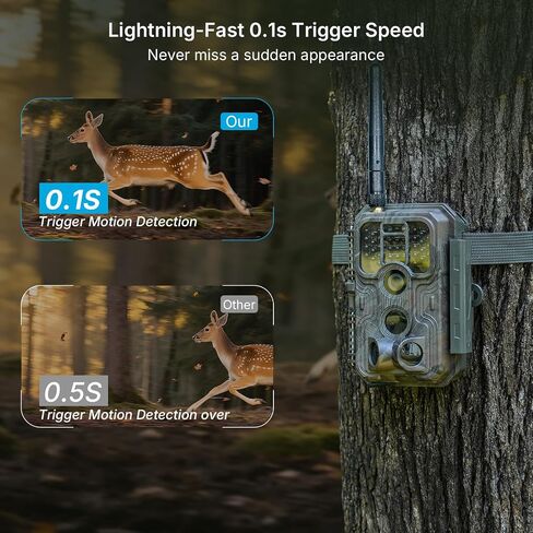 Meidase P200 WiFi Trail Camera, 64MP 1296P Bluetooth Game Camera with No-Glow Night Vision Motion Activated Waterproof, Hunting Deer Camera (App Control, Non-Cellular) in Kuwait