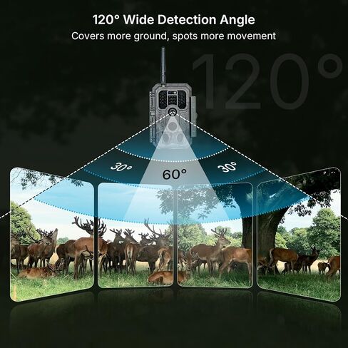 Meidase P200 WiFi Trail Camera, 64MP 1296P Bluetooth Game Camera with No-Glow Night Vision Motion Activated Waterproof, Hunting Deer Camera (App Control, Non-Cellular) in Kuwait