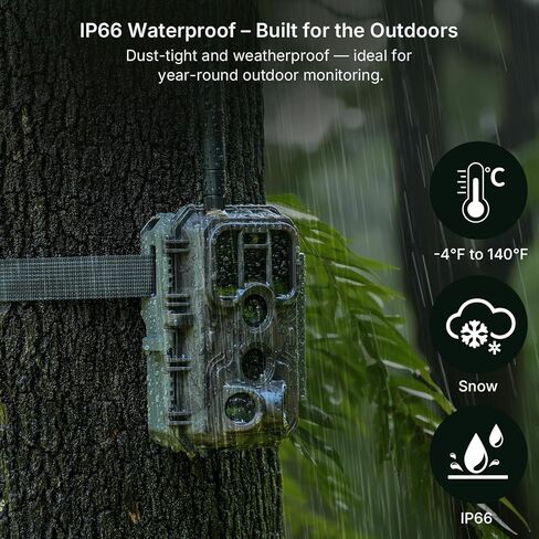 Meidase P200 WiFi Trail Camera, 64MP 1296P Bluetooth Game Camera with No-Glow Night Vision Motion Activated Waterproof, Hunting Deer Camera (App Control, Non-Cellular) in Kuwait