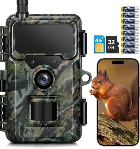 Trail Camera 4G Cellular 2K 48MP, Game Cameras with Night Vision Motion Activated Waterproof,Deer Cams Wildlife Cameras for Backyard Outdoor Wireless (32GB TF Card Included) in Kuwait