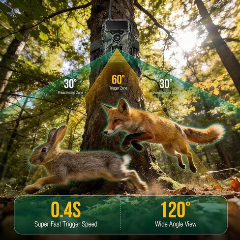 Trail Camera 4G Cellular 2K 48MP, Game Cameras with Night Vision Motion Activated Waterproof,Deer Cams Wildlife Cameras for Backyard Outdoor Wireless (32GB TF Card Included) in Kuwait
