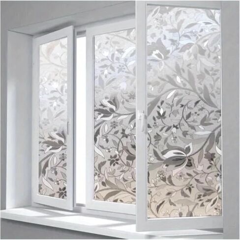 Classic Tulip Pattern Static Cling PVC Window Film, 10mil Thickness, Privacy Glass Covering for Home & Office, No-Glue Decorativ for Room in Kuwait