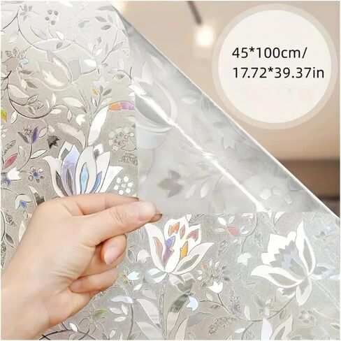 Classic Tulip Pattern Static Cling PVC Window Film, 10mil Thickness, Privacy Glass Covering for Home & Office, No-Glue Decorativ for Room in Kuwait