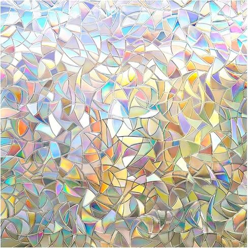 Window Privacy Film, Rainbow Clings, 3D Decorative Vinyl, Stained Glass Decals, Static Cling Sticker for Room(55x100cm) in Kuwait