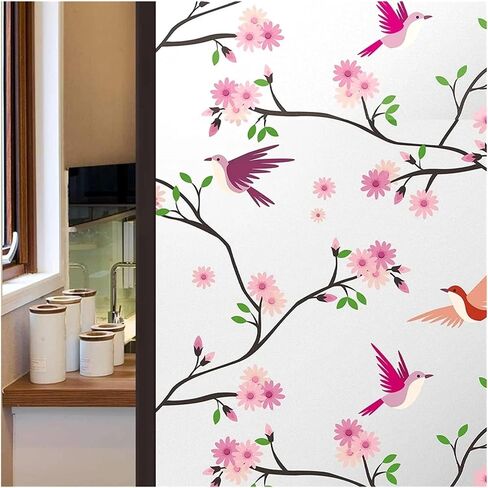 Privacy Window Film Opaque Static Cling Non Adhesive Bird Decals Decorative Glass Cover Tint Frosted Stickers for Home for Room(Color3,30x100 cm) in Kuwait