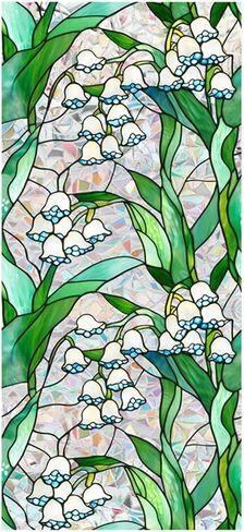 Floral Stained Glass Window Film Removable Static Cling Stickers Decals Decorative for Home for Room(Color2) in Kuwait