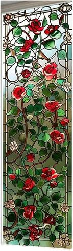 Retro Colorful Rose Flower Window Film Privacy Protection Glass Home Decoration Stained Films for Room(Color 04,50x100cm) in Kuwait