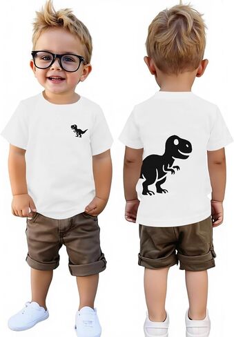 Haloumoning Toddler Baby Boy Short Sleeve Dinosaur T-Shirts Summer Tees | Kids Cute Clothes Infant Casual Graphic Top 9 Months-8 Years in Kuwait