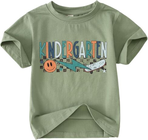GLIGLITTR Kindergarten Shirts for Boys Toddler Back to School Outfit First Day of School T-Shirt Skateboard Short Sleeve Tops in Kuwait