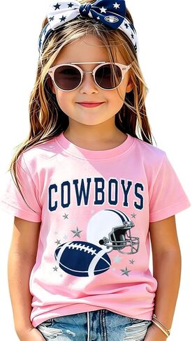 GLIGLITTR Toddler Football Shirt Boys Girls Cowboy Game Day T-Shirt Kids Football Season Outfit Sport Fan Lovers Tee Top 2-8Y in Kuwait