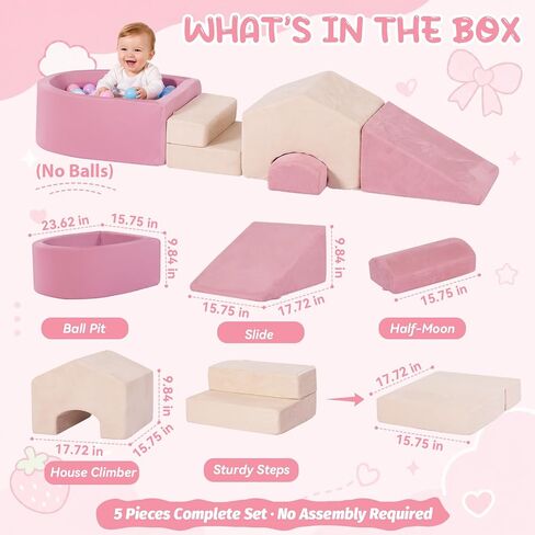 STAOLENE Soft Foam Climbing Blocks with Ball Pit(No Balls) | Indoor Playground Climbing Toys for Toddler 1-3, Ideal Gift for Crawling & Sliding, Machine-washable Covers in Kuwait