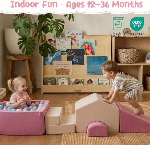 STAOLENE Soft Foam Climbing Blocks with Ball Pit(No Balls) | Indoor Playground Climbing Toys for Toddler 1-3, Ideal Gift for Crawling & Sliding, Machine-washable Covers in Kuwait