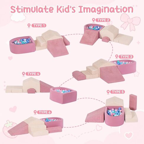 STAOLENE Soft Foam Climbing Blocks with Ball Pit(No Balls) | Indoor Playground Climbing Toys for Toddler 1-3, Ideal Gift for Crawling & Sliding, Machine-washable Covers in Kuwait