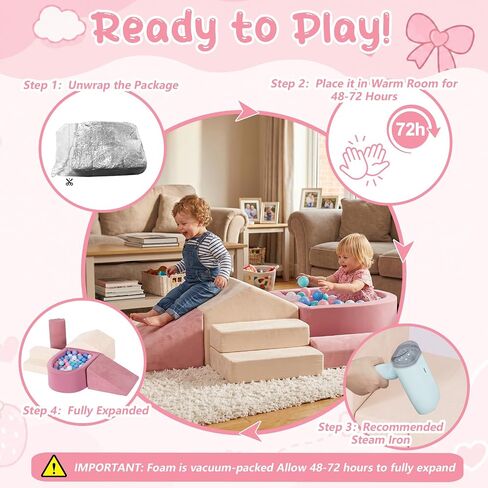 STAOLENE Soft Foam Climbing Blocks with Ball Pit(No Balls) | Indoor Playground Climbing Toys for Toddler 1-3, Ideal Gift for Crawling & Sliding, Machine-washable Covers in Kuwait