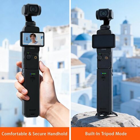 Fast Charging Battery Handle for Xtra Muse& DJI Osmo Pocket 4/ Pocket 3 4900mAh Grip with Built-in Hidden Foldable Tripod, Dual Anti-Drop Lock, LED Battery Indicator & 1/4" Thread in Kuwait