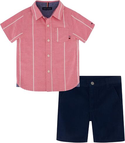 Tommy Hilfiger Boys' 2-Piece Long Sleeve Woven Shirt and Pants Set in Kuwait