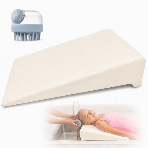 Hair Washing Station for Kids with Neck Support, Waterproof Non-Slip Shampoo Cushion, Bath Pillow & Mat, Tub Sink Basin, Portable Travel Hair Wash Solution with Hair Scrubber (Blush Pink) in Kuwait