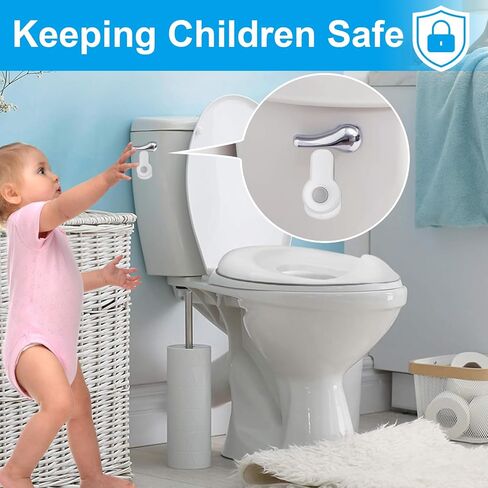 Baby Proofing Toilet Locks, Child Safety Toilet Lock,Toilet Flush Child Safety Lock with Round Button for Toddlers Kids Children,Strong Adhesive Toilet Locks for Bathroom Washroom, (2pcs) in Kuwait
