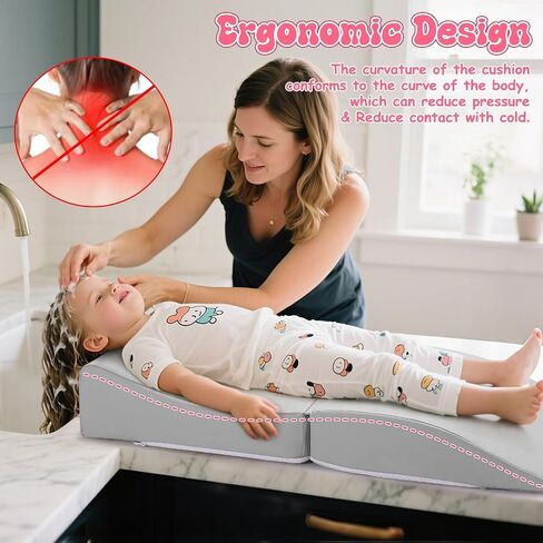 Noverlife Gray Hair Washing Station for Toddler, Ergonomic Design Shampoo Buddy Foam Mat Foldable Sink Hair Washing Neck Support, Comfortable Hair Washing Mat with Zippers Hair Washing Seat for Sink in Kuwait