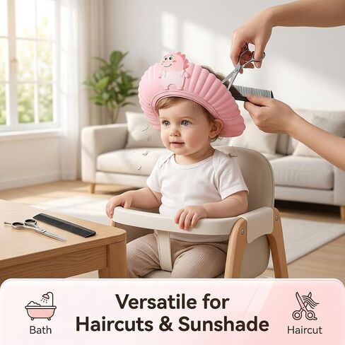 Silicone Adjustable Kids Shower Cap, Tear-Free Shampoo Protection Hat for Baby Toddler Children, Safe Waterproof Bathing Hair Wash Cap 0-9 Years (Pink) in Kuwait
