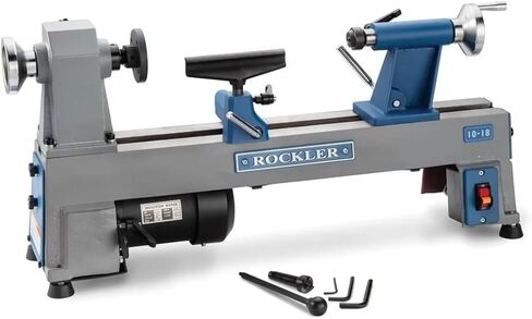 10x18" Mini Lathe Machine - Sturdy Cast-Iron Made Wood Lathes - Adjustable & Secured Woodturning Tools For Small To Medium-size in Kuwait