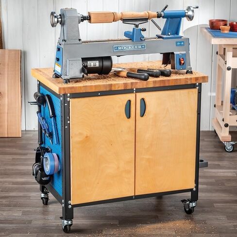 10x18" Mini Lathe Machine - Sturdy Cast-Iron Made Wood Lathes - Adjustable & Secured Woodturning Tools For Small To Medium-size in Kuwait