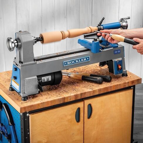 10x18" Mini Lathe Machine - Sturdy Cast-Iron Made Wood Lathes - Adjustable & Secured Woodturning Tools For Small To Medium-size in Kuwait